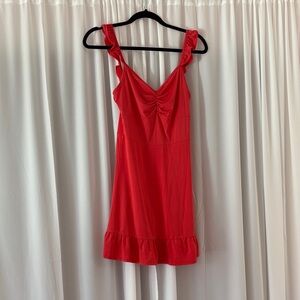 Red Sleeveless Ruffle Dress